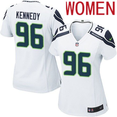 Women Seattle Seahawks #96 Cortez Kennedy Nike White Game NFL Jersey